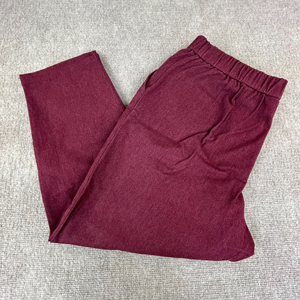 Joan Rivers Classic Signature Slim Pants Womens LP Burgundy Cotton Elastic Waist